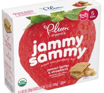 Plum Organics Jammy Sammy Snack Bars for Toddlers: Peanut Butter and Strawberry – 5 Ct, Baby Food