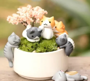 6Pcs/Set Cartoon Lucky Cat Home Garden Bonsai Decorations Miniatures